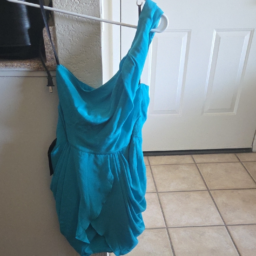 Bebe Teal Dress with Heart Detail